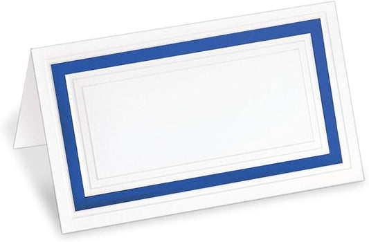 PaperDirect White Cover Stock Place Cards with Dark Blue Foil Border, 400-Pack