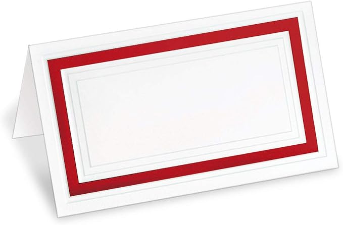 PaperDirect White Cover Stock Place Cards with Red Foil Border, 200-Pack