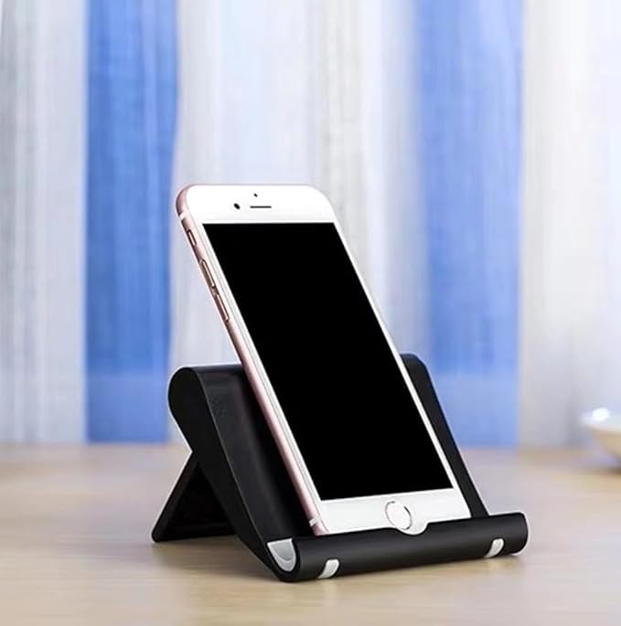 Cell Phone Stand for Desk Foldable Cell Phone Holder Desk Tablet Holder Mobile Phone Dock, Multi-Angle Universal Adjustable Tablet Dock (Black)