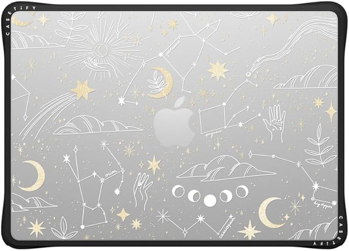 CASETiFY Impact MacBook Air 13.6" (M2-M4) Case [Cushioned Impact Corners/Scratch-Resistant/Anti-Slip Grip] - Stargazing - Clear Black