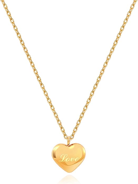 Zeffy Cute Heart Necklace 18k Gold/Silver Plated Tiny Heart Pendant Choker Necklaces Gold Love Heart Chain Necklace for Women Dainty Gold Jewelry Valentines Day Gifts for Women Girls Teen Girls