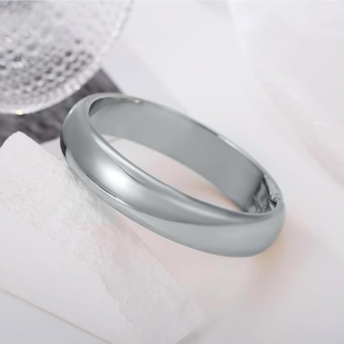 Golden Polished Chunky Twisted Hinged Waterdrop Bangle Bracelet for Women Spiraled Oval Bangle Bracelet