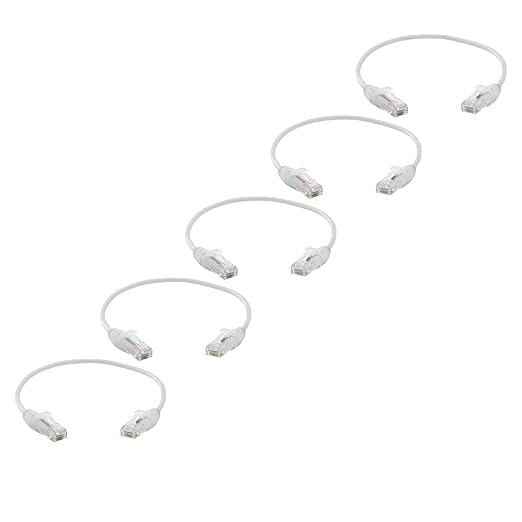 TRUECABLE Cat6 Component Rated Patch Cable, Unshielded (U/UTP), 1ft, White, 28AWG Solid Copper, Snagless 10G High-Speed Ethernet Cable, PoE++ 4PPoE 100W, UL Listed, RoHS-3, 5 Pack
