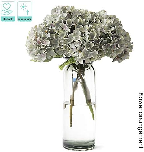 Kimura's Cabin 2Bouquets Fake Hydrangea Flowers Vintage Artificial Silk Flower Bouquets 10Heads for Indoor Home Table Centerpieces Wedding Party Decoration (Mint Green, Pack of 2)