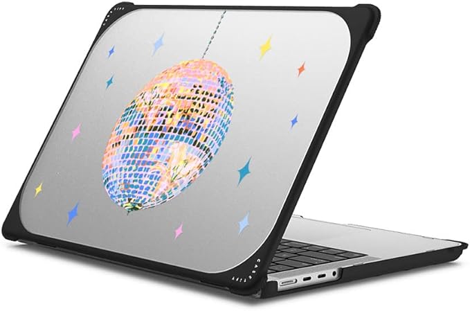 CASETiFY Bounce MacBook Pro 16-inch (M3/M4) Case [Enhanced Protective Corner Design/Ventilation Cutouts/Anti-Slip Grip] - Disco - Clear Black