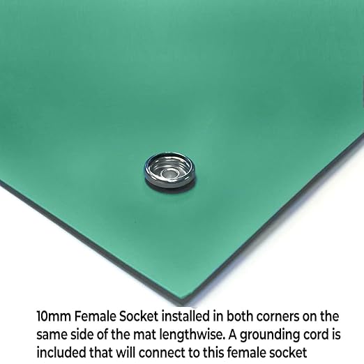 RubberStat Dual Layer ESD Compliant Workstation Rubber Table Mat Kit, Soldering, Cell Phone Repair, with Wrist Strap Set and Ground Cord - 48"x60" Green