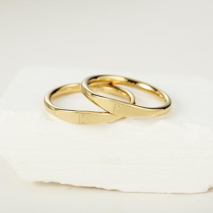Gold Initial Rings for Women Non Tarnish Thumb Rings for Teen Girls 14K Gold plated for Women