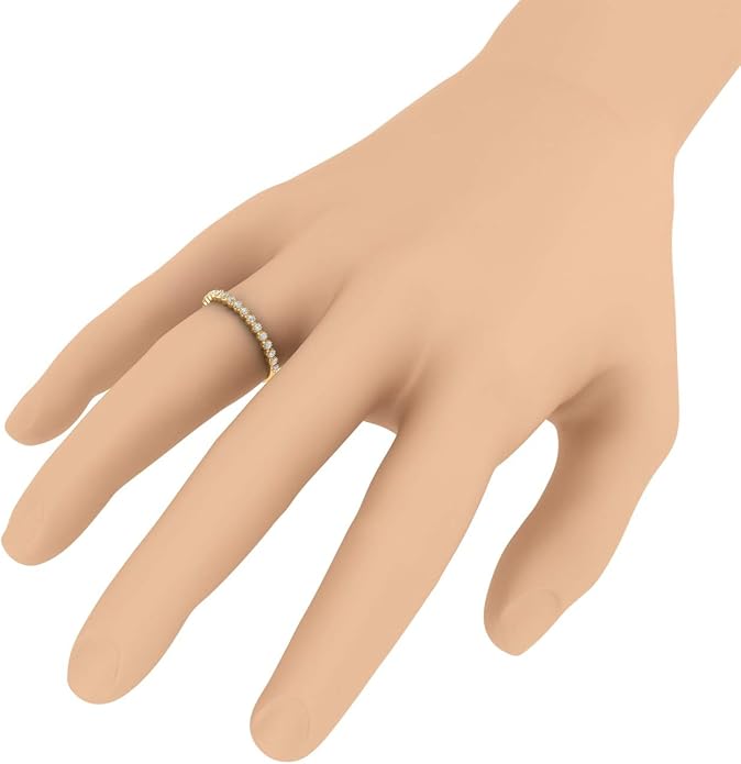 1/5 Carat Bezel Set Diamond Wedding Band Ring in 14K Solid Gold