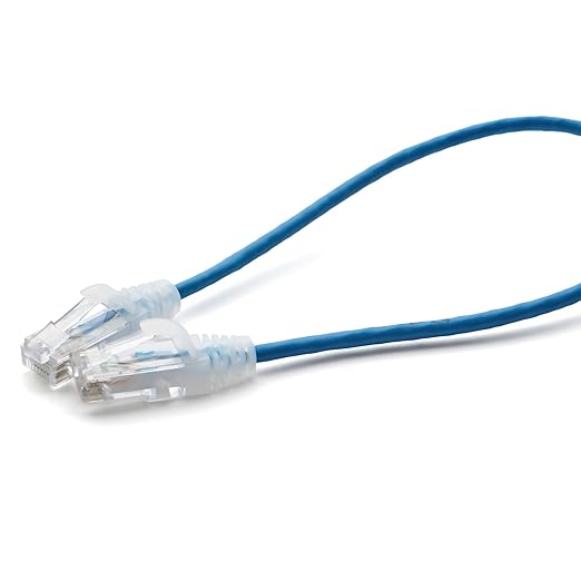 TRUECABLE Cat6 Component Rated Patch Cable, Unshielded (U/UTP), 1ft, Blue, 28AWG Solid Copper, Snagless 10G High-Speed Ethernet Cable, PoE++ 4PPoE 100W, UL Listed, RoHS-3, 1 Pack