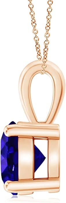 Angara Natural Tanzanite Solitaire Pendant for Women | Round Tanzanite Solitaire Pendant Necklace in 14K Solid Gold/Silver/Platinum With 18" Chain | December Birthday, Gemstone Jewelry Gift