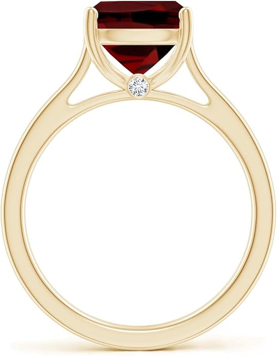 Angara Cushion Garnet Solitaire Ring in Sterling Silver/14K Solid Gold/Platinum | Natural Garnet Solitaire Ring for Women | January Birthday, Anniversary, Gemstone Jewelry Gift