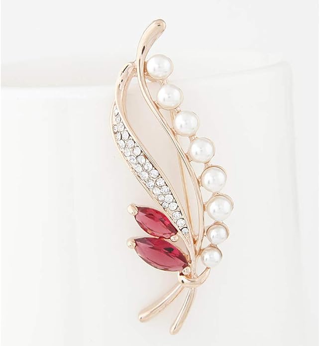 Crystal Pearl Flower Brooches Pins Fashion Beautiful Created Rhinestone Floral Brooch Good Idea for Party Dance Wedding Banquet for Elegant Women Girl