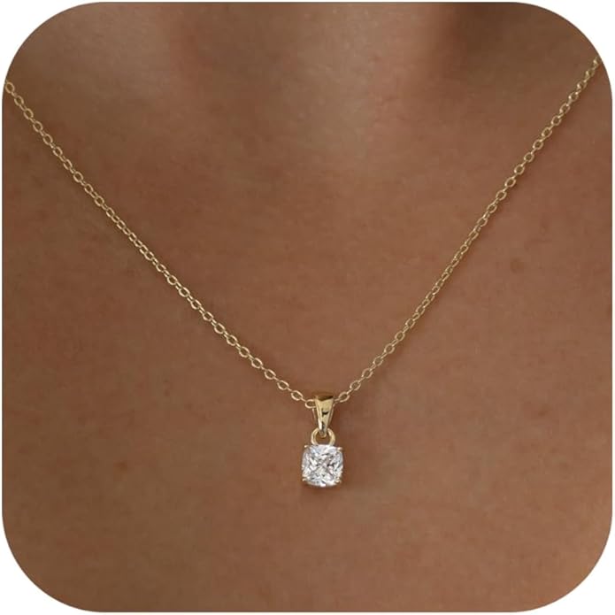 Valentines Day Gifts for Women Her - Dainty Necklaces for Women Cute Station Choker Simulated Diamond Necklace Simple Layering CZ Necklace Trendy Jewelry Gifts