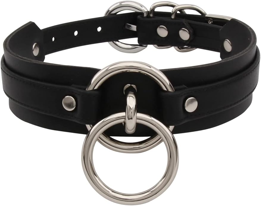 Lookook Fashion O-Ring Faux Leather Choker Necklaces Collar For Womens