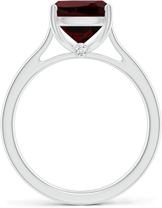 Angara Cushion Garnet Solitaire Ring in Sterling Silver/14K Solid Gold/Platinum | Natural Garnet Solitaire Ring for Women | January Birthday, Anniversary, Gemstone Jewelry Gift