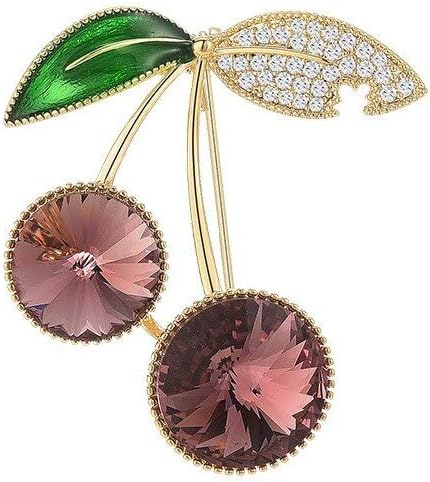 Fruit Brooch Austrian Crystal Rhinestone Brooch 18K Gold Plated Birthstone Lapel Pin Jewelry Birthday Gifts for Women Men