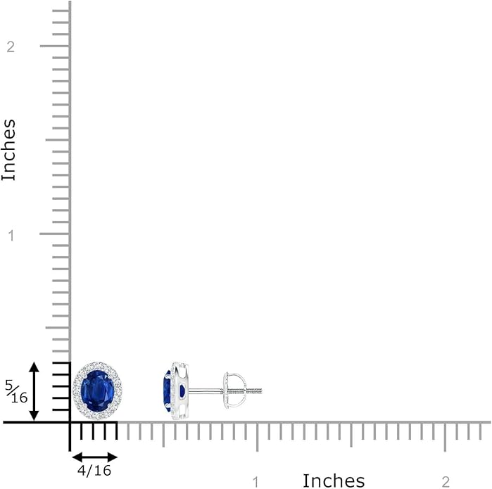 ANGARA Natural Blue Sapphire Earrings for Women | Prong-Set Oval Blue Sapphire Stud Earrings with Diamond Halo in 14K Solid Gold/Platinum | September Birthday, Anniversary, Gemstone Jewellery Gift