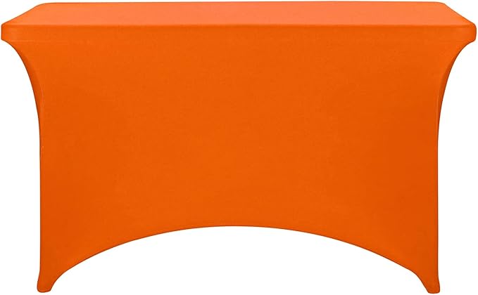 FORLIFE Spandex Table Covers，Fitted Tablecloth for Rectangular Tables, Stretch Patio Table Covers, Universal Spandex Table Cover for Wedding, Banquet, Party (4ft, Orange)