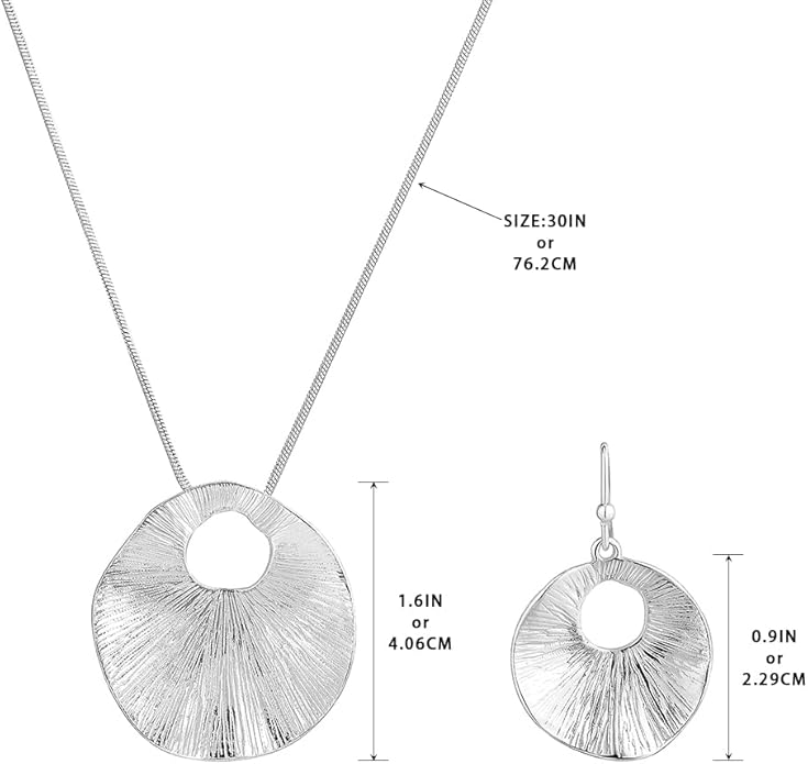 Madison Tyler Gold Plated Jewelry Set for Women | Silver Teardrop Pendant Necklace Trendy | Long Necklace with Snake Chain | Fashion Dangle Earring Set