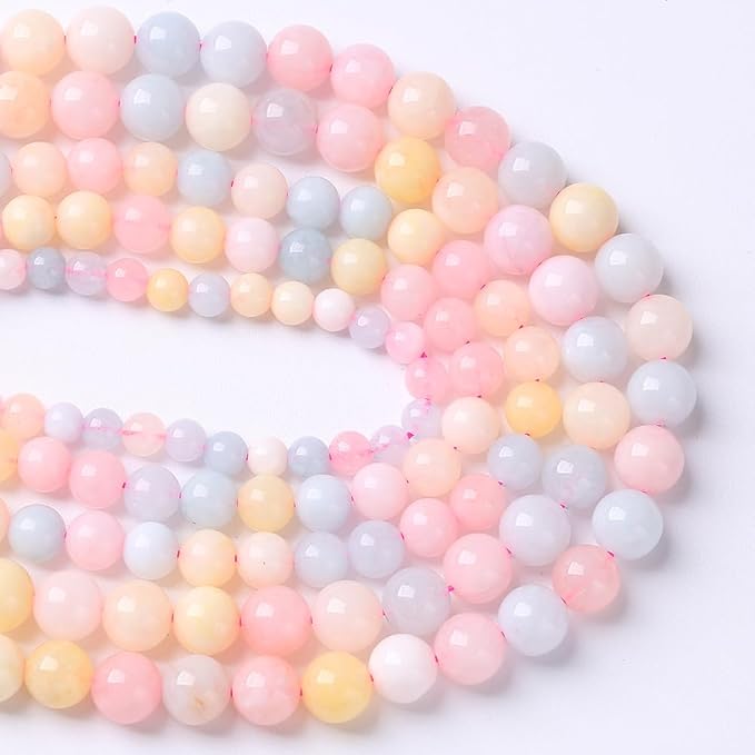 60pcs 6mm Natural Stone Morganite Beads Round Loose Beads for Jewelry Making DIY Bracelets Necklaces Crystal Energy Healing Stone Beads 15" (6mm, Morganite)