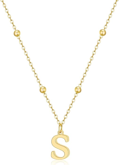 Valentines Gifts for Her Women - Initial Necklaces for Women Dainty 14k Gold Plated A-Z Letter Pendant Name Necklaces Cute Charm Choker Fashion Accessories Non Tarnish Trendy Jewelry Gift