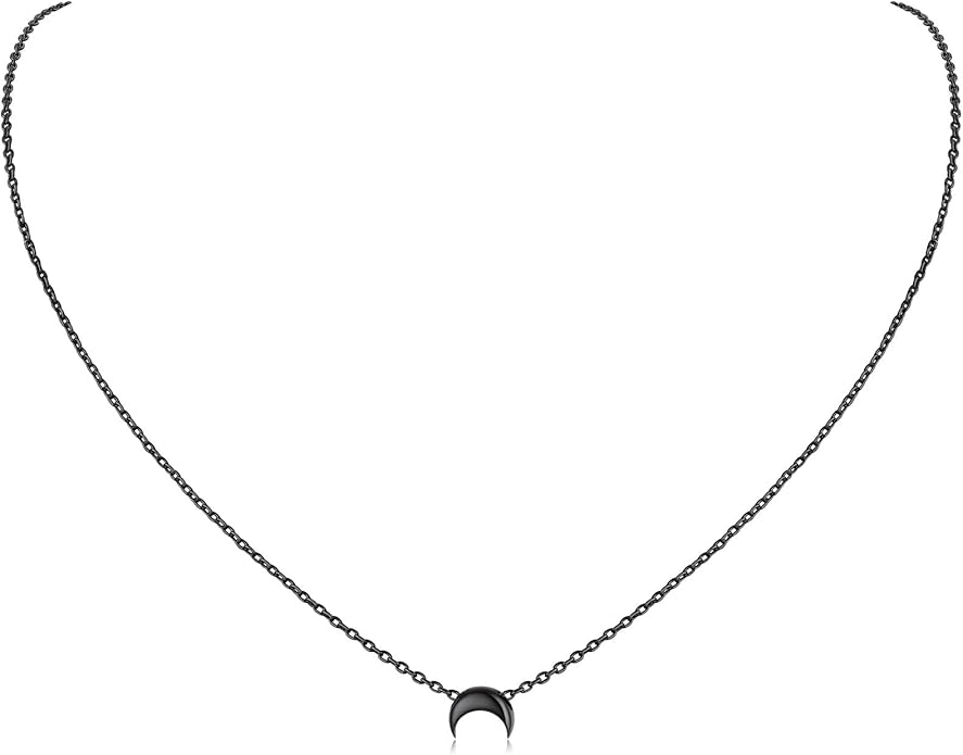 ChicSilver Personalized 925 Sterling Silver Dainty Small Heart/Star/Moon/Dot/Triangle Pendant Necklace for Women, Silver/Gold/Rose Gold/Black (with Gift Box)