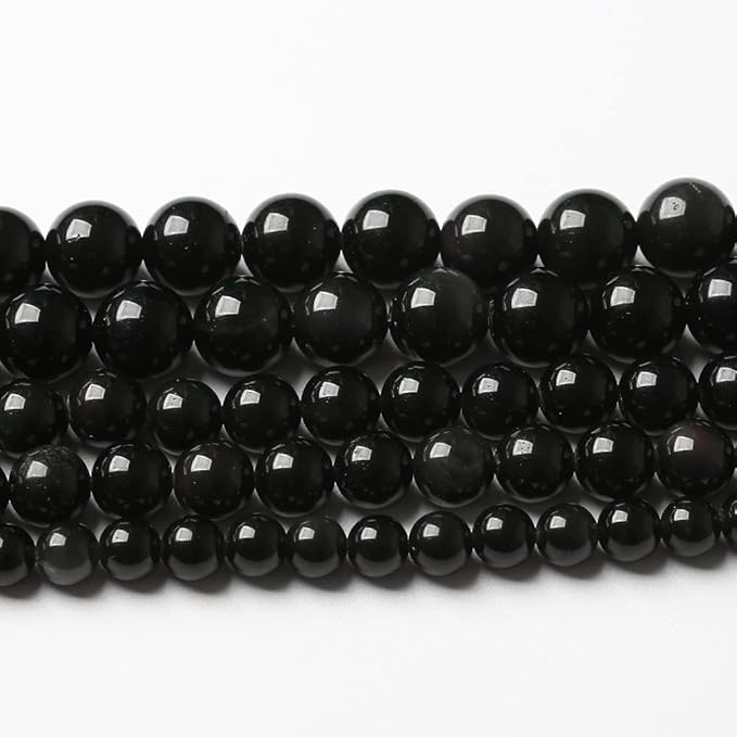 90PCS 4mm AAA Natural Black Obsidian Stone Beads Gemstone Round Loose Beads for Jewelry Making DIY Bracelet Necklace 15" Inch(Black Obsidian Beads, 4mm)