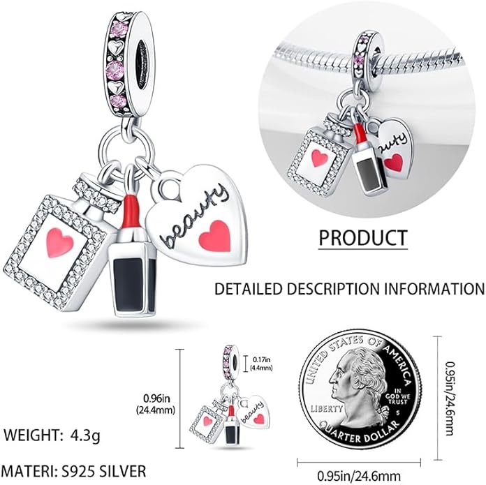 LIGHTDOG 925 Sterling Silver Charm fits Pandora Charm Bracelet Necklaces Pendant Bead Charms Jewelry Gift for Women Family Friends