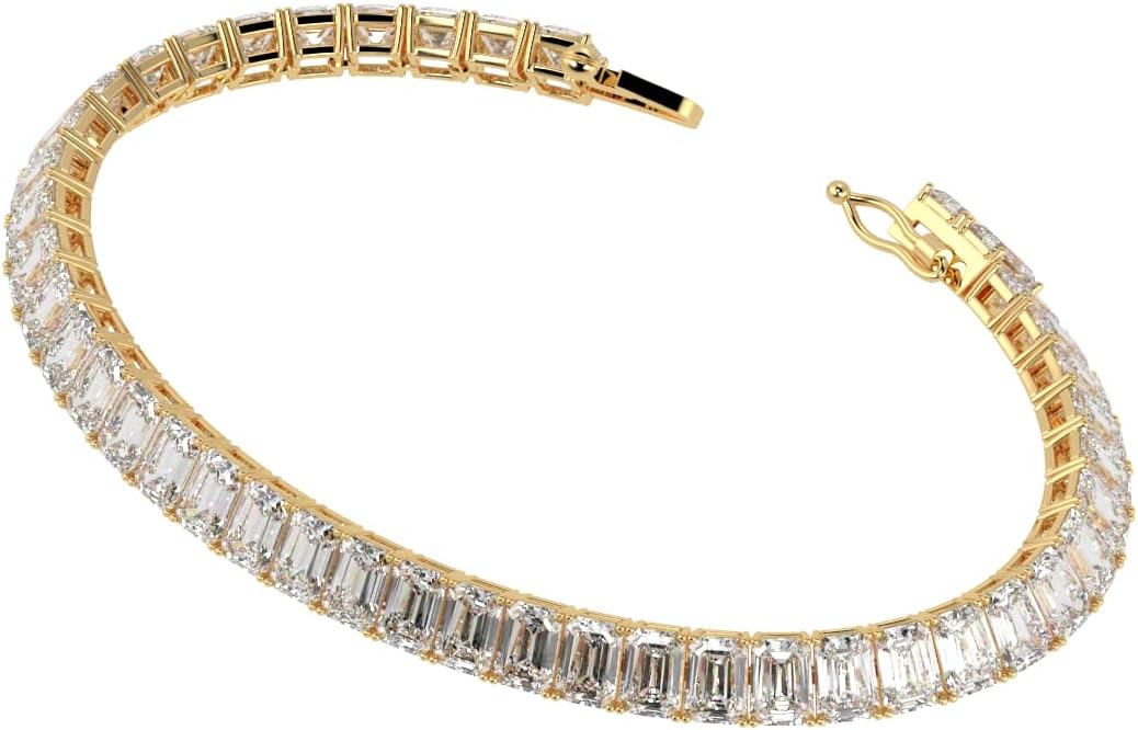Houston Diamond District 2 to 28 Carat Lab Grown Diamond Classic Tennis Bracelet, 4-Prong Setting for Women (E-F Color, VS2-SI1 Clarity)