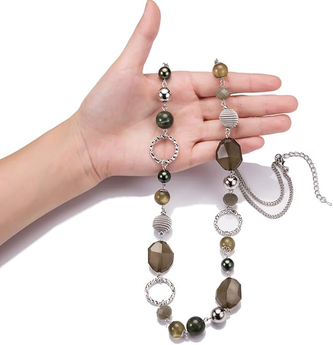 PEARL&CLUB Long Beaded Necklaces For Women - Sweater Chain Fashion Jewelry Necklace Gifts For Women