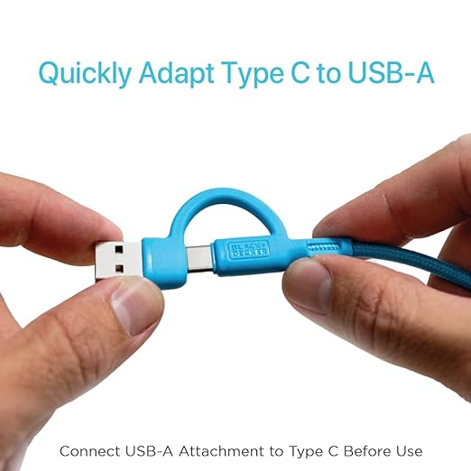BLACK+DECKER USB C Multi Charging Cable, Fast Multi Charger Cable w/Adapter, Braided 2 in 1 Multiple USB Cable, Universal Charging Cord w/Type C/USB Adapter for iPhone 16 15/Samsung/LG/Tablets/More