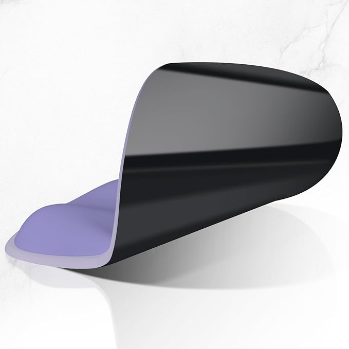 ITNRSIIET Ergonomic Mouse Pad with Wider Memory Foam Wrist Rest +17%, Curved Cushion Reduces Pressure 20%, Pain Relief, Non-Slip, Smooth, Cute Color Desk Accessory, 9.85 x 9 inch, Purple Gradient
