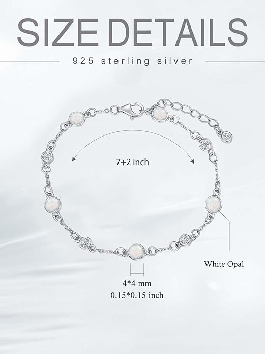 Anklet Bracelet for Women 925 Sterling Silver Natural Stone Chain Ankle Bracelet Beach Summer Fine Jewelry Valentines Day Birthday Gifts for Her Mom Wife