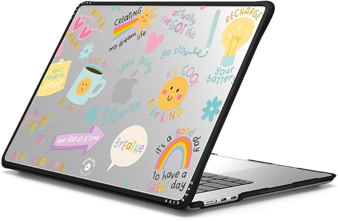 CASETiFY Impact MacBook Air 15" (M2-M4) Case [Cushioned Impact Corners/Scratch-Resistant/Anti-Slip Grip] - Keep Growing - Clear Black