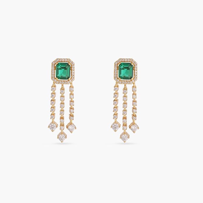 TARINIKA Green and White Cubic Zirconia(CZ) Indian Necklace Set with Earrings, Gold Plated Brass Fashion Indian Jewelry Gift for Women Bollywood Costume Jewellery