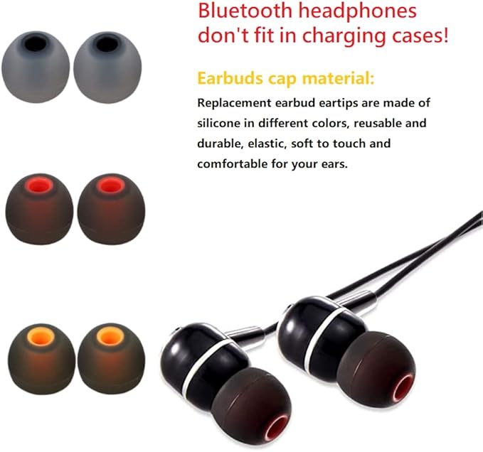 Earbud Silicone Ear Tips Earbuds Replacement Ear Tips Gels Bud for Popular in-Ear Headphones Other Inner Hole from 3.8mm - 5.1mm Earphones 9 Pairs S/M/L