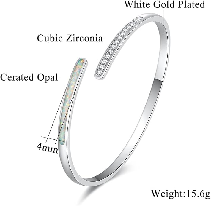 CiNily Womens Cuff Bracelet,Opal Bangle Bracelets Gold Plated Hypoallergenic Ladies Gemstone Open Cuff Bangle Bracelet