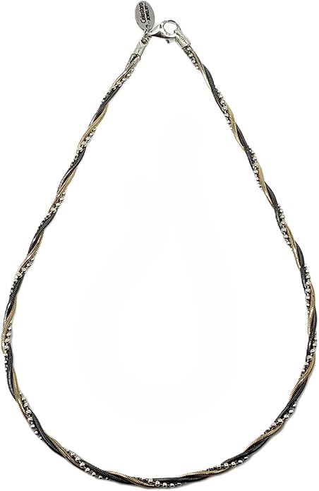 925 Sterling Silver Chain, Italian-Made Jewelry Set with Gold Tone Accent (Luxurious Leather Gift Box Included)