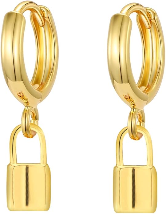 XYJZXY Gold Huggie Small Hoop Earrings with Charm Personalized Snake/Evil Eye/Star/Cross/Lock/Key 18k Gold Plated Crystal Drop Dangle Earrings for Women