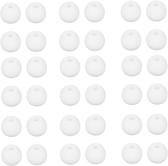 36 Pieces Medium Earbud Tips Soft and Comfortable Ear Bud Replacement Pieces Silicone Fit Most in-Ear Headphones，Inner Hole 3.8mm -5.5mm，Medium White Earbud Replacement Tips