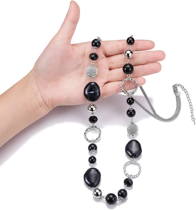 PEARL&CLUB Long Beaded Necklaces For Women - Sweater Chain Fashion Jewelry Necklace Gifts For Women