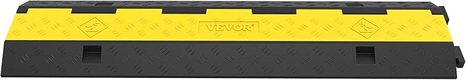 VEVOR Cable Protector Ramp, 4 Packs 2 Channels Rubber Modular Speed Bumps Rated 11000 LBS Load Capacity, Protective Wire Cord Ramp Driveway Rubber Traffic Speed Bumps Hump Cable Protector