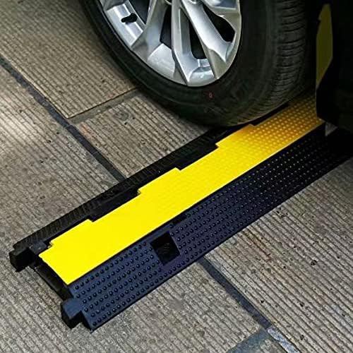 Rubber Cable Ramp Cord Cover Cable Protector Ramps Wire Hose Protective 1 Channel 22000Lbs Load Capacity Traffic Speed Bump for Asphalt Concrete Gravel Driveway Indoor Outdoor, 3 Pack