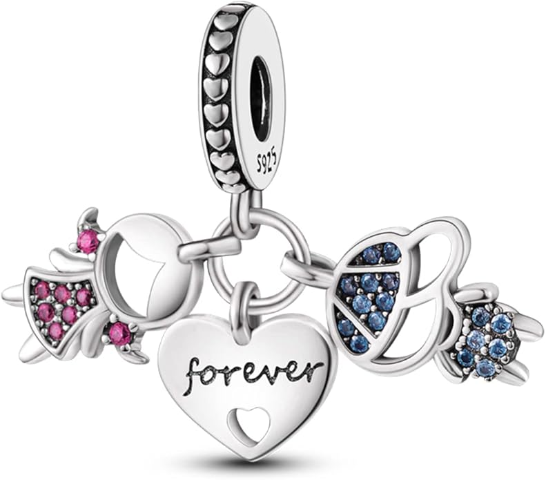 Parmuz 925 Sterling Silver Charm for Bracelet Necklace Dangle Love Mom Ocean travel Butterfly Party Charm Beads Pendants DIY Jewelry for Women