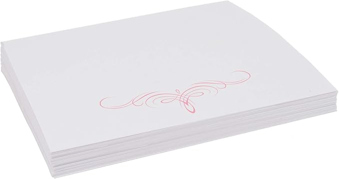 Decadent Flourish Place Cards, Pink (Choose Color), Set of 25, Pre-cut and Scored - Wedding, Party, Dinner, and Special Events - Made in the USA
