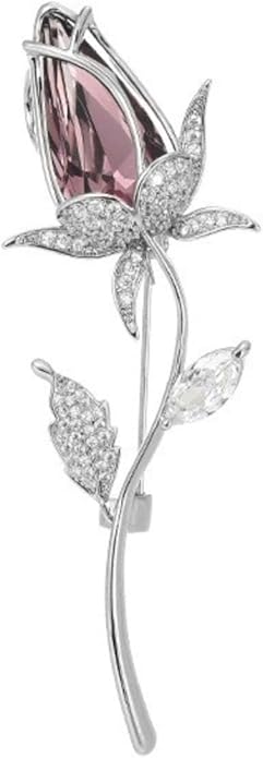 Rhinestone Flower Brooch Austrian Crystal Flower Pin 18k Gold Plated Floral Brooch Lapel Pin Jewelry Mother's Day Birthday Gifts for Mom Wife