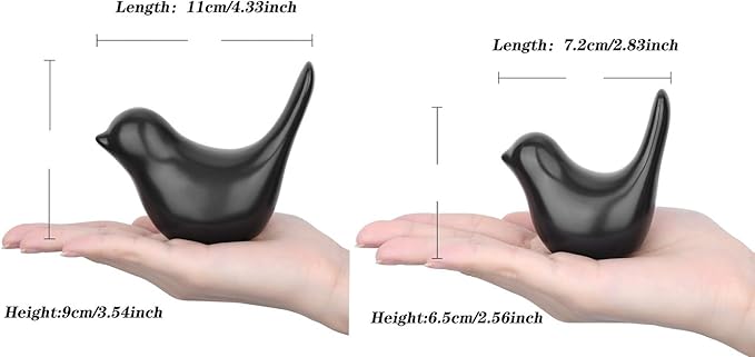 LAIDANLA Small Birds Statues Black Modern Style Home Decor Birds Small Animal Sculpture for Living Room Office Desktop Shelf Coffee Table Bedroom（2pcs）