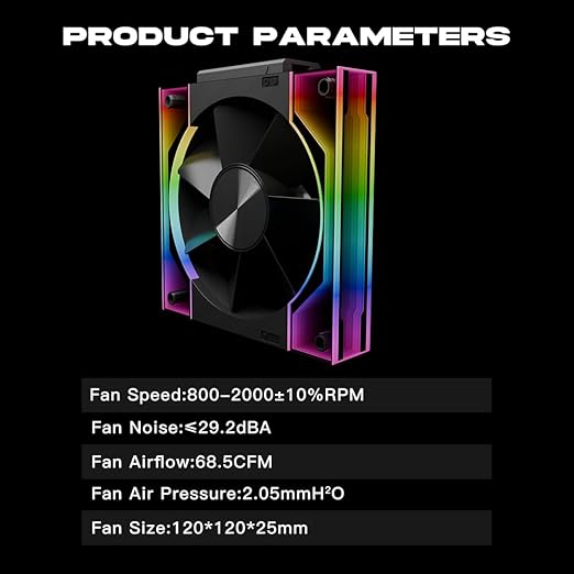 Jungle Leopard Interstellar V3 120mm PC Case Fan Infinity Mirror Module Daisy-Chain 120mm RGB PWM Fan Triple Pack Suitable for Computer Case & 360mm AIO Cooler(Black-3Pack