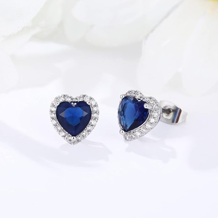 YOMELA Cubic Zirconia Earrings Studs, Halo CZ Birthstone Simulated Diamond Stud Earrings for Women
