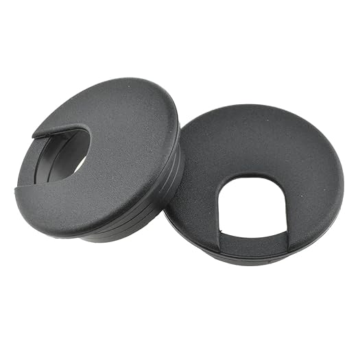 HAHIYO 2Pcs 2Inch/50mm Black ABS Plastic U-Shaped Desk Grommet Wire Grommet Cable Management Cord Hole Cover Desk Wire Hole Insert Wire Organizer for Computer Office Home School Equipment Systems